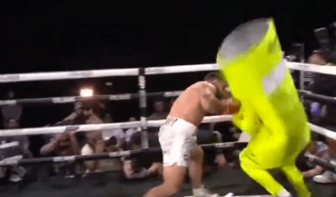 Watch: Mike Perry drops Jake Paul’s mascot during open workout