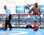 Terence Crawford’s gym mate KOs opponent on his undercard while wearing ‘jean shorts’ boxing trunks inspired by Tupac Shakur