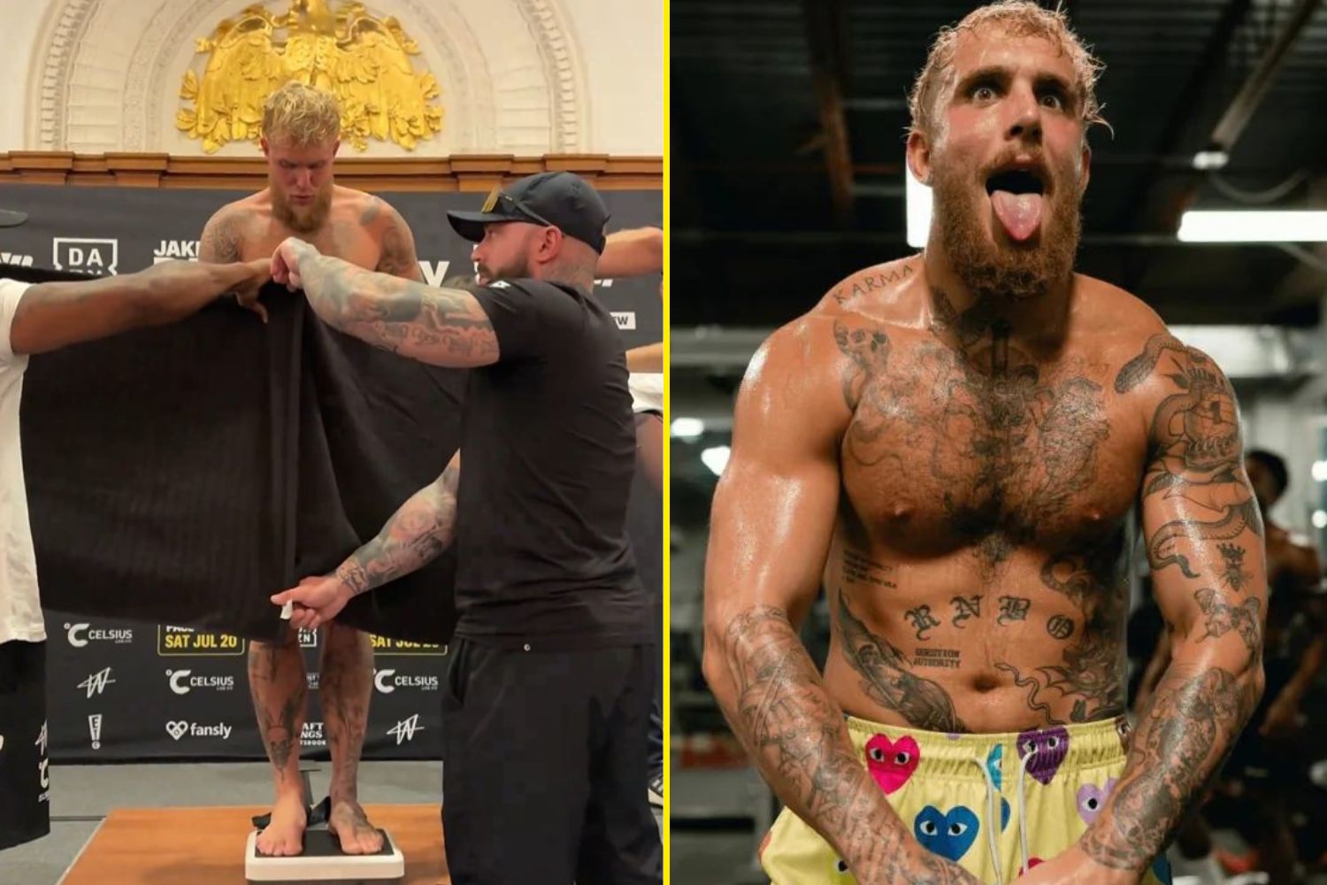 Jake Paul strips naked to make weight for Mike Perry fight after bulking up to prepare for Mike Tyson