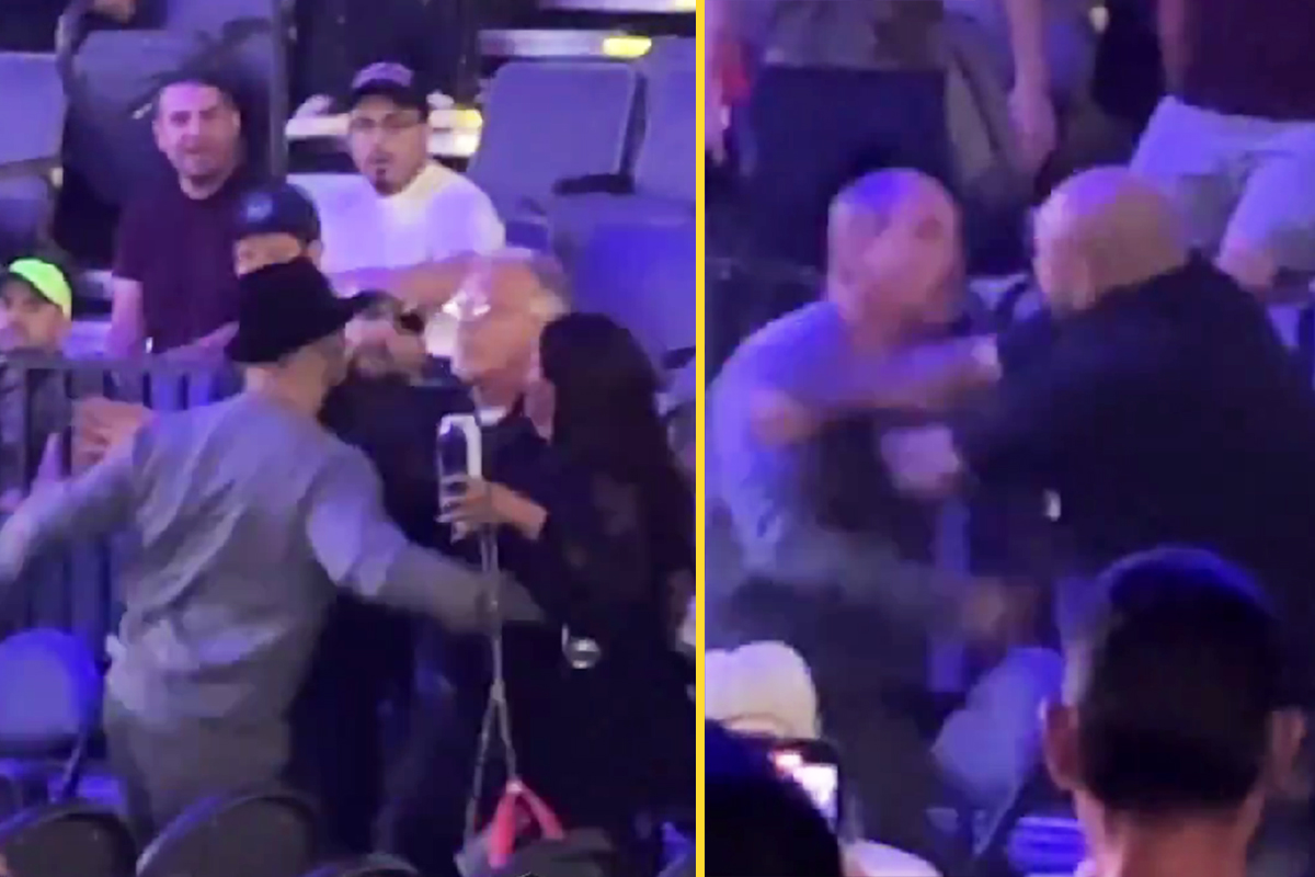 Boxing fan knocked out cold in brutal crowd fight with ‘best punch of the night’ before main event even started